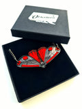 cinnabar moth necklace in its presentation gift-box