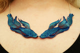 siamese fighting fish necklace on model
