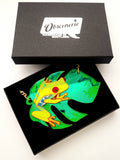 red eyed tree frog necklace in its Obscenerie gift box