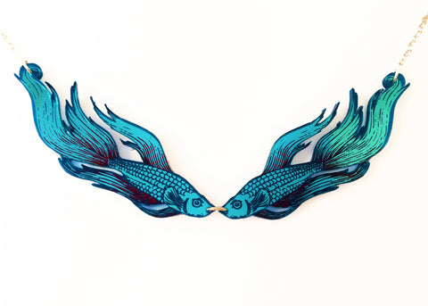 siamese fighting fish necklace