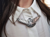 snowy owl necklace on model
