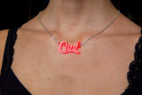 cunt necklace being worn