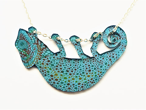 blue chameleon necklace